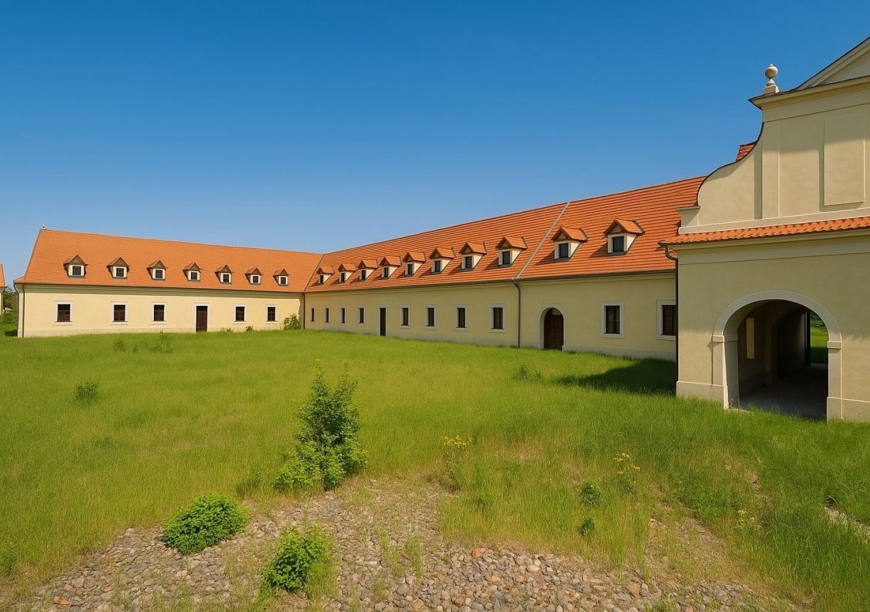 Část zámeckého areálu Vršovice na Lounsku je po rekonstrukci.