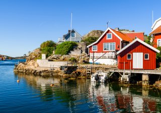 Tradiční dřevěné domy ve Švédsku