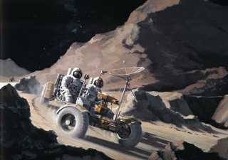 Umělecký koncept vozítka, které na Měsíci používala posádka lodi Apollo15 v roce 1971.