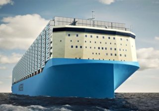 Nákladní loď poháněná metanolem – zatím jen na obrázku, ale společnost Maersk jich má objednán plný tucet. První by měla vyplout příští rok.