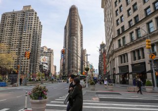 Slavný newyorský mrakodrap Flatiron Building, česky nazývaný Žehlička