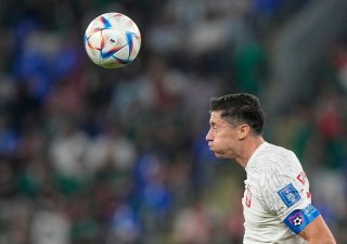 Polský hvězdný útočník Robert Lewandowski na MS v Kataru.