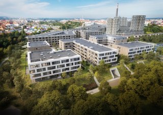 Plzeňská developerská skupina BC Real zahájila stavbu 1500 bytových jednotek ve více než desetihektarovém areálu bývalé papírny u řeky Radbuzy (na vizualizaci).
