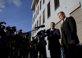 Předseda Motoristů Petr Macinka (vlevo) a jejich čestný prezident Filip Turek (vpravo)