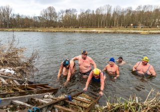 Otužilci na Labi v Pardubicích