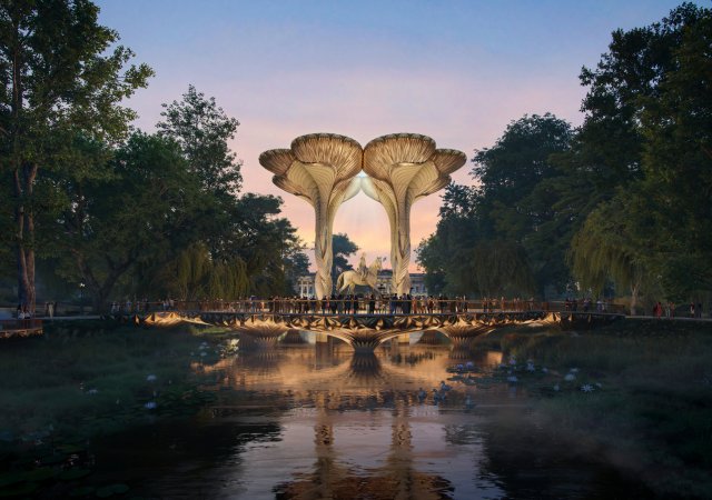 Návrh týmu studia Heatherwick na stavbu památníku na počest královně Alžbětě II.