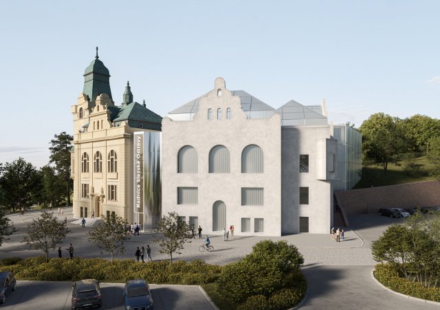 Návrh radnice ve Slezské Ostravě