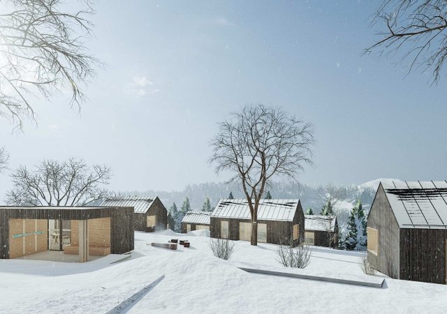 z vyřazených lodních kontejnerů, které měly skončit ve šrotu, vyrůstá uprostřed CHKO Jeseníky apartmánový resort Andělská Hora.