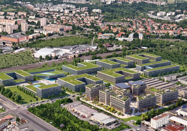 Vizualizace budoucího technologického parku v Malešicích