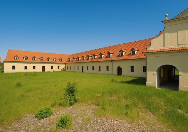 Část zámeckého areálu Vršovice na Lounsku je po rekonstrukci.