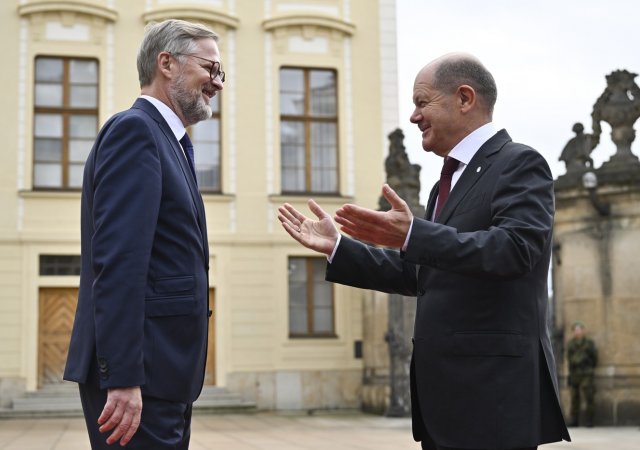 Český premiér Petr Fiala a německý kancléř Olaf Scholz