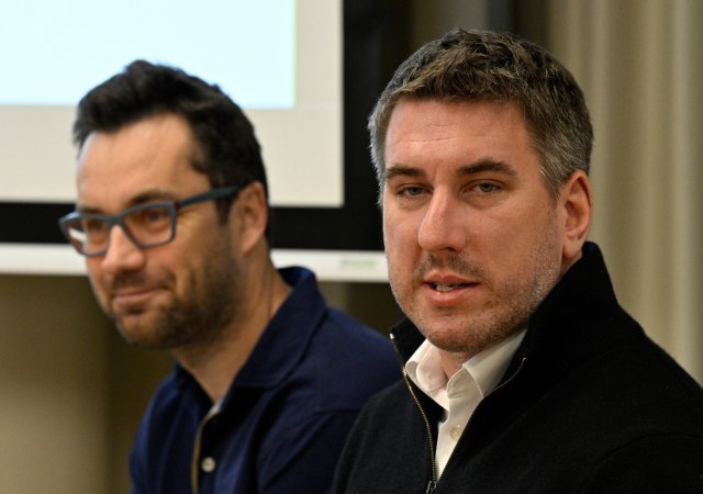 Tomáš Čupr (v popředí), zakladatel Rohlik Group a Olin Novák,  ředitel pro mezinárodní trh