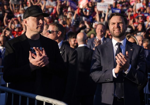 Miliardář Elon Musk a viceprezident J.D. Vance