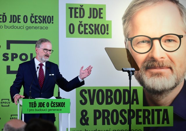 Premiér ČR Petr Fiala (ODS) zahajuje kampaň