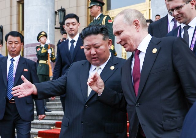 Vůdce KLDR Kim Čong Un a ruský prezident Vladimir Putin