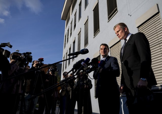Předseda Motoristů Petr Macinka (vlevo) a jejich čestný prezident Filip Turek (vpravo)