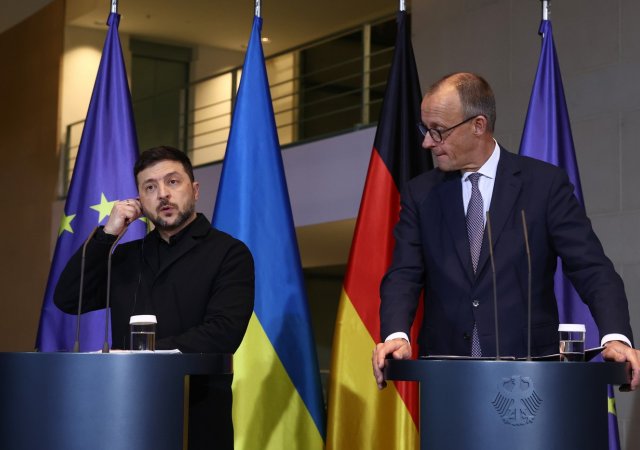 Německý kancléř Friedrich Merz a ukrajinský prezident Volodymyr Zelenskyj