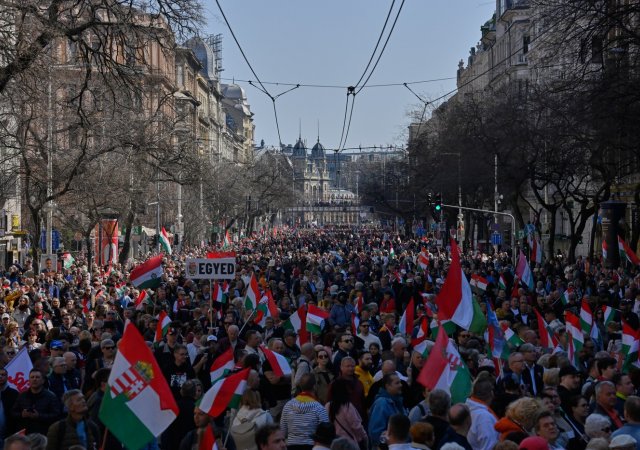 Příznivci premiéra Viktora Orbána