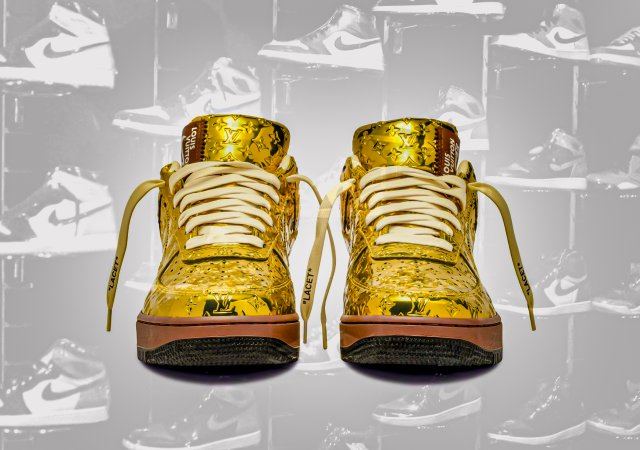 Louis Vuitton x Nike Air Force 1 Gold