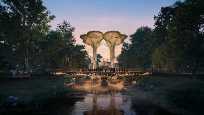 Návrh týmu studia Heatherwick na stavbu památníku na počest královně Alžbětě II.