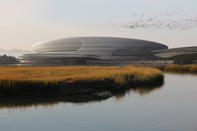 Sportovní areál v Číně navrhli architekti ze studia Zaha Hadid Architects.