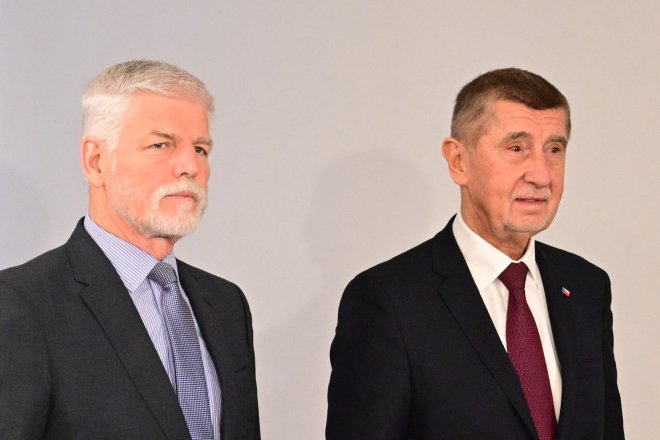 Prezident ČR Petr Pavel a premiér Andrej Babiš