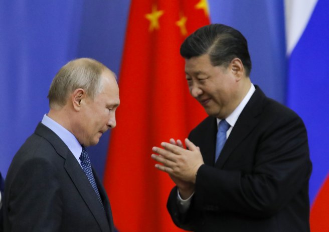 Ruský prezident Vladimir Putin a jeho čínský protějšek Si Ťin-pching