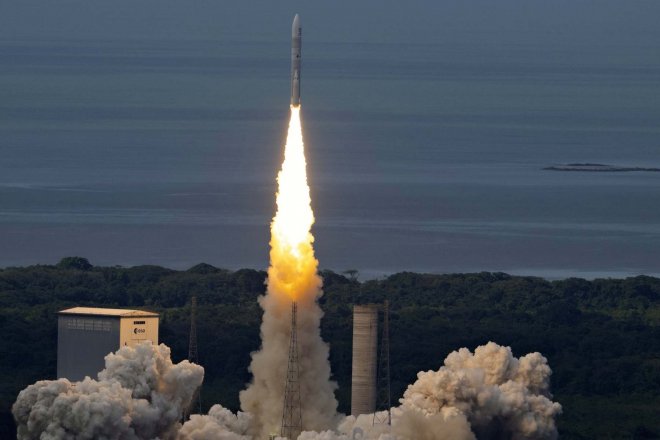 Nová evropská raketa Ariane 6 startuje z Kourou ve Francouzské Guyaně v úterý 9. července 2024.