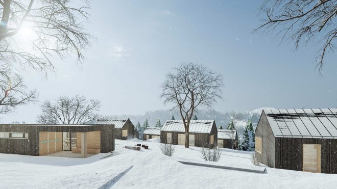 z vyřazených lodních kontejnerů, které měly skončit ve šrotu, vyrůstá uprostřed CHKO Jeseníky apartmánový resort Andělská Hora.