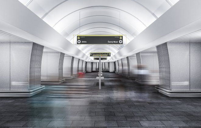 Vítězi soutěže na graficko-výtvarné řešení interiéru stanice metra Českomoravská se stali Maxim Velčovský a edit! architects.