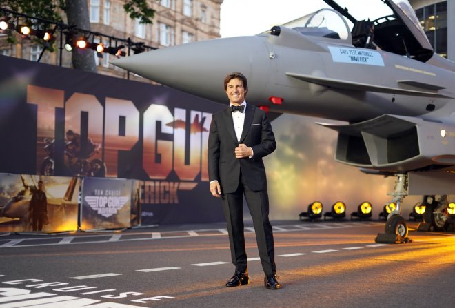 Tom Cruise při premiéře pokračování film Top Gun s podtitulem Maverick