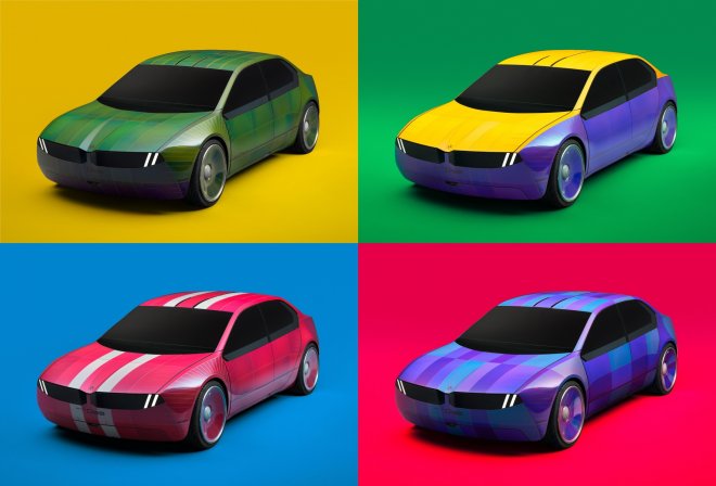 BMW na veletrhu CES v Las Vegas v lednu 2023 představilo auto měnící barvu na přání řidiče.