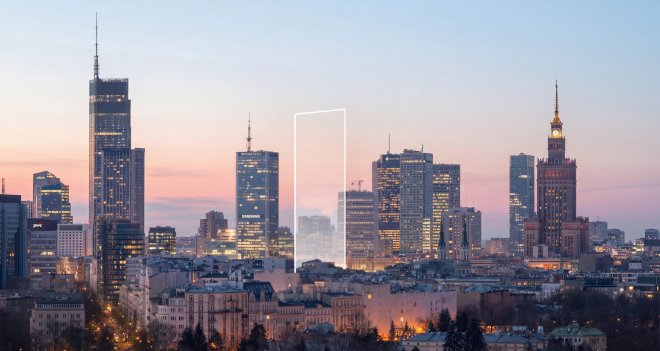 místo stavby Roma Tower ve Varšavě