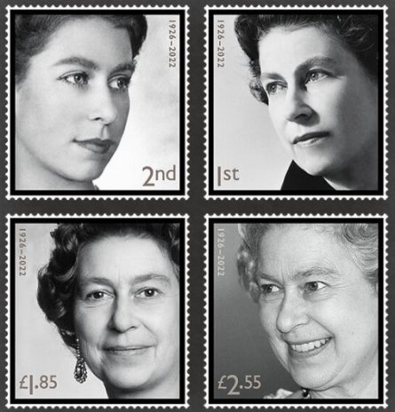 Nová série známek vydaných Royal Mail na památku zesnulé královny Alžběty II.