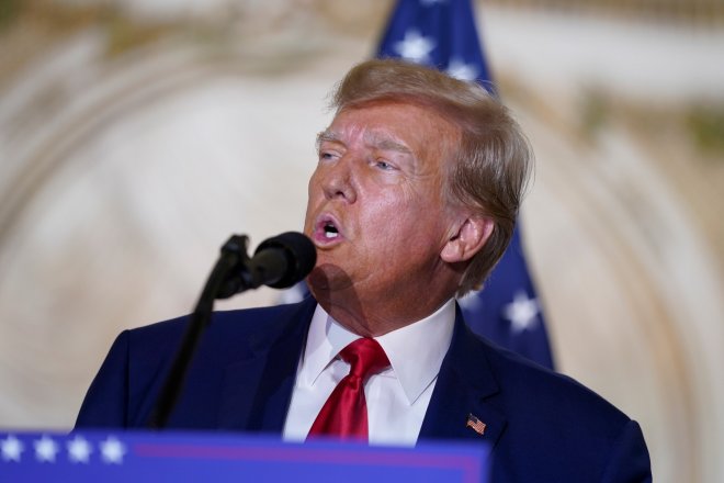 Bývalý prezident USA Donald Trump během prvního projevu poté, co byl jako jediný exprezident v amerických dějinách obžalován.