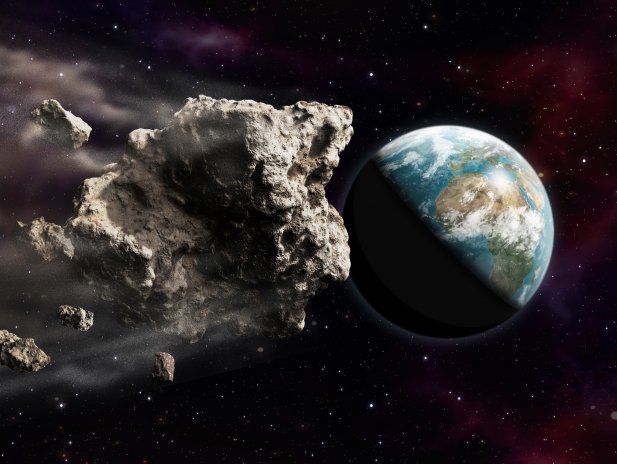 Asteroid a planeta Země, ilustrační foto