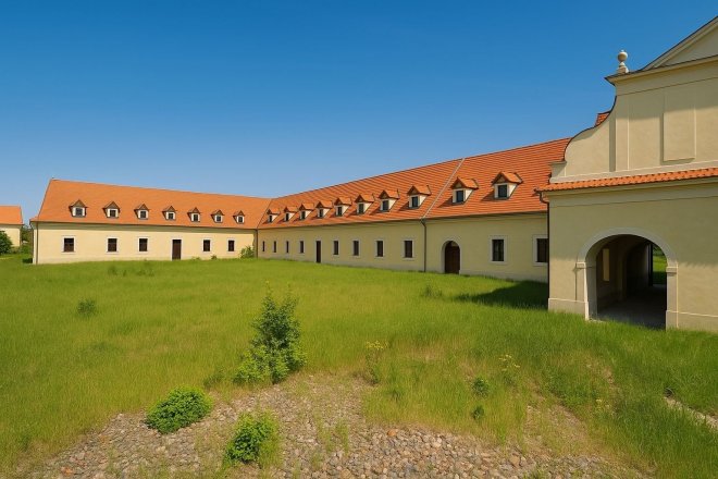 Část zámeckého areálu Vršovice na Lounsku je po rekonstrukci.