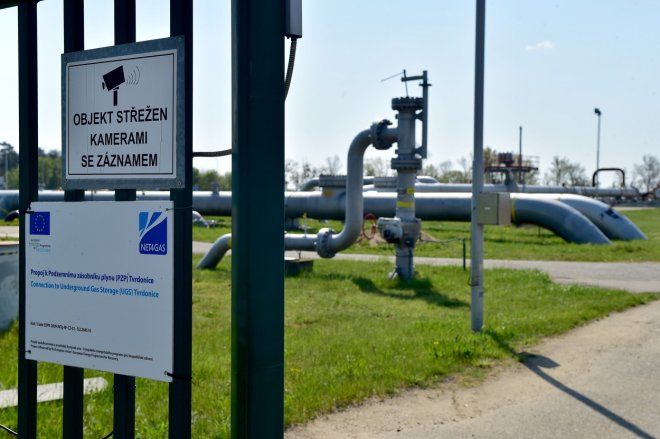 Kompresní stanice plynu v Břeclavi společnosti Net4Gas, 28. dubna 2022.