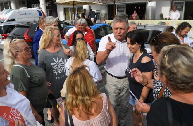 Předseda strany SMER-SD Robert Fico na mítinku v Košicích