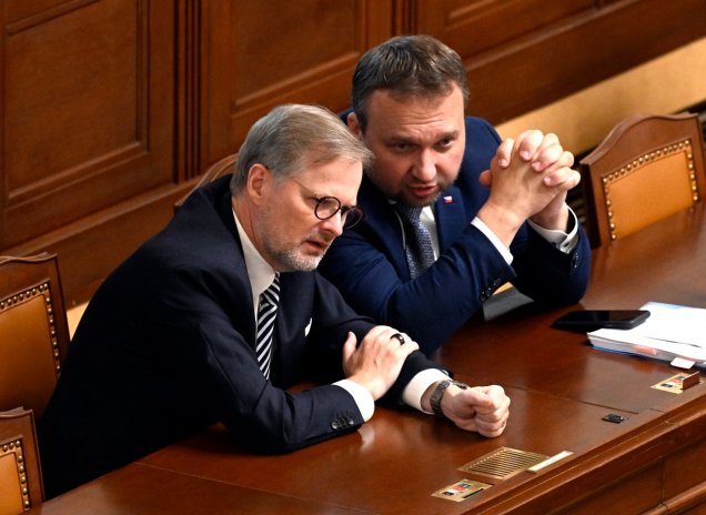 Premiér Petr Fiala (ODS) a vicepremiér Marian Jurečka (KDU-ČSL)