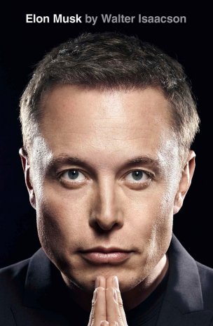 Obal biografie Elona Muska z pera Waltera Isaacsona, vydaného v září 2023 nakladatelstvím Simon & Schuster