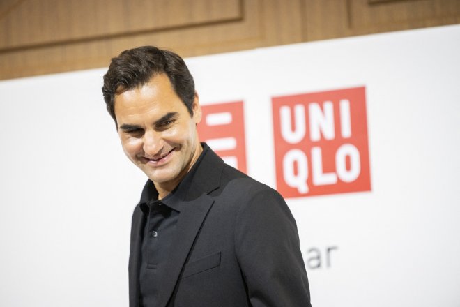 Hlavní tváří značky Uniqlo byl na pařížské prezentaci Roger Federer