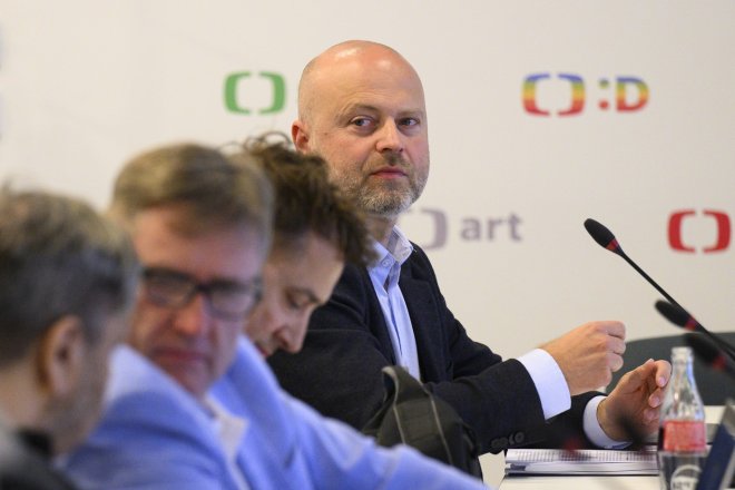 Zástupce generálního ředitele ČT a ředitel divize Korporátní služby Michal Fila na jednání Rady České televize, na kterém radní z kandidátů na funkci generálního ředitele ČT vybrali pět finalistů.