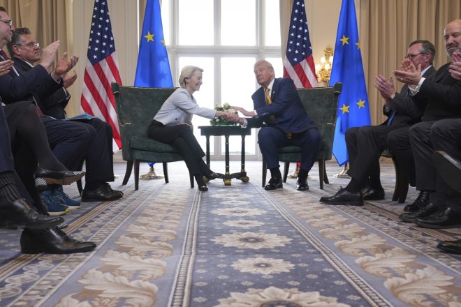 Šéfka Evropské komise Ursula von der Leyen a americký prezident Donald Trump