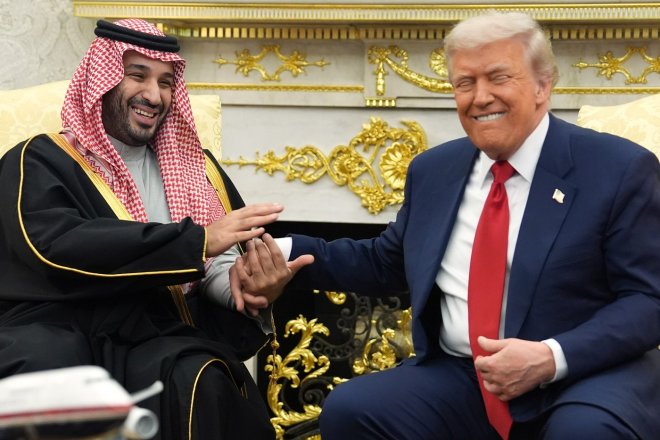 Korunní princ Muhammad bin Salmán a americký prezident Donald Trump