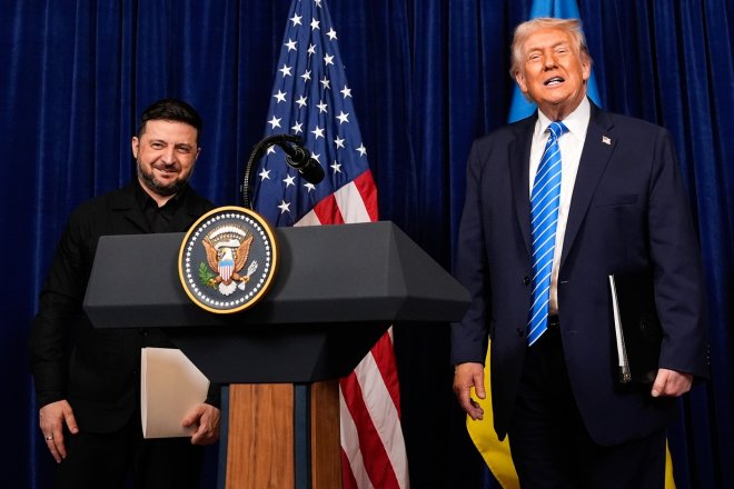 Ukrajinský prezident Volodymyr Zelenskyj a americký prezident Donald Trump