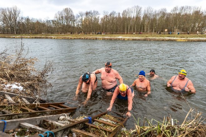 Otužilci na Labi v Pardubicích