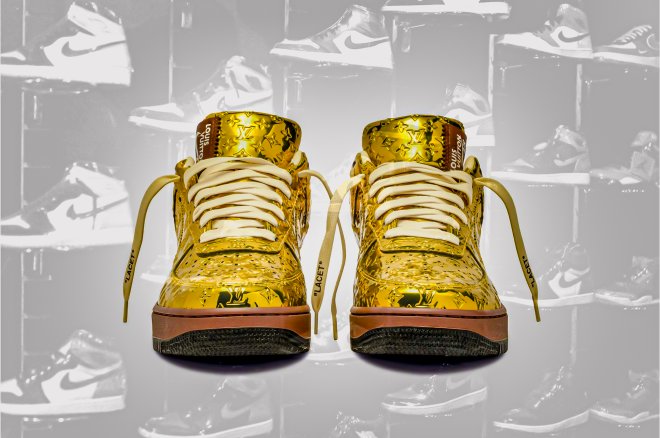 Louis Vuitton x Nike Air Force 1 Gold