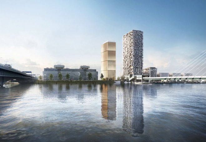 Vizualizace budovy ve Vídni, která bude se 113 metry nejvyšší dřevostavbou na světě