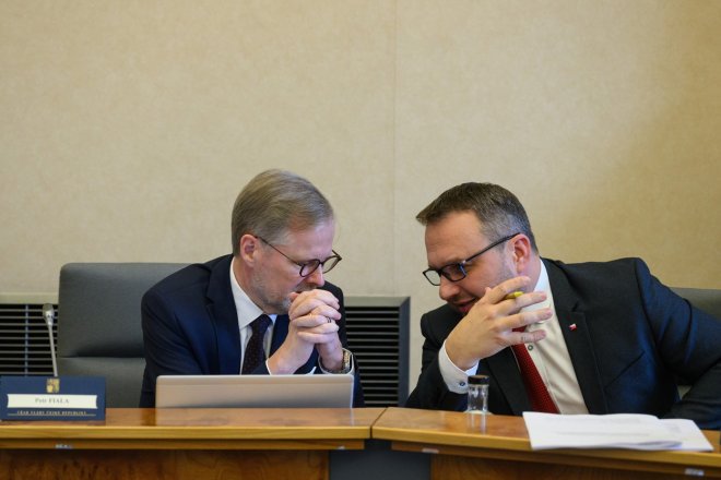 Premiér Petr Fiala a předseda KDU-ČSL Marian Jurečka